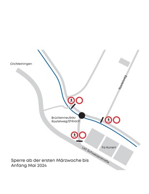 Straßensperre/Brückensperre - Rostelweg/Ehbach